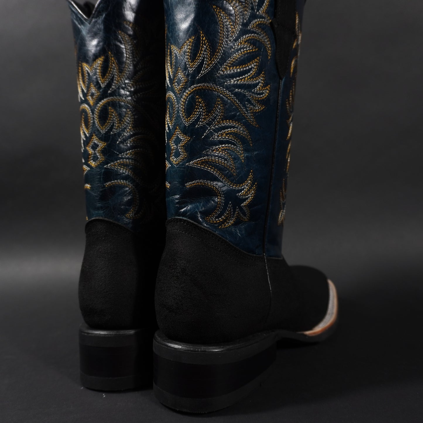 Botas de piel 100% auténtica, negras, suela antiderrapante y punta cuadrada