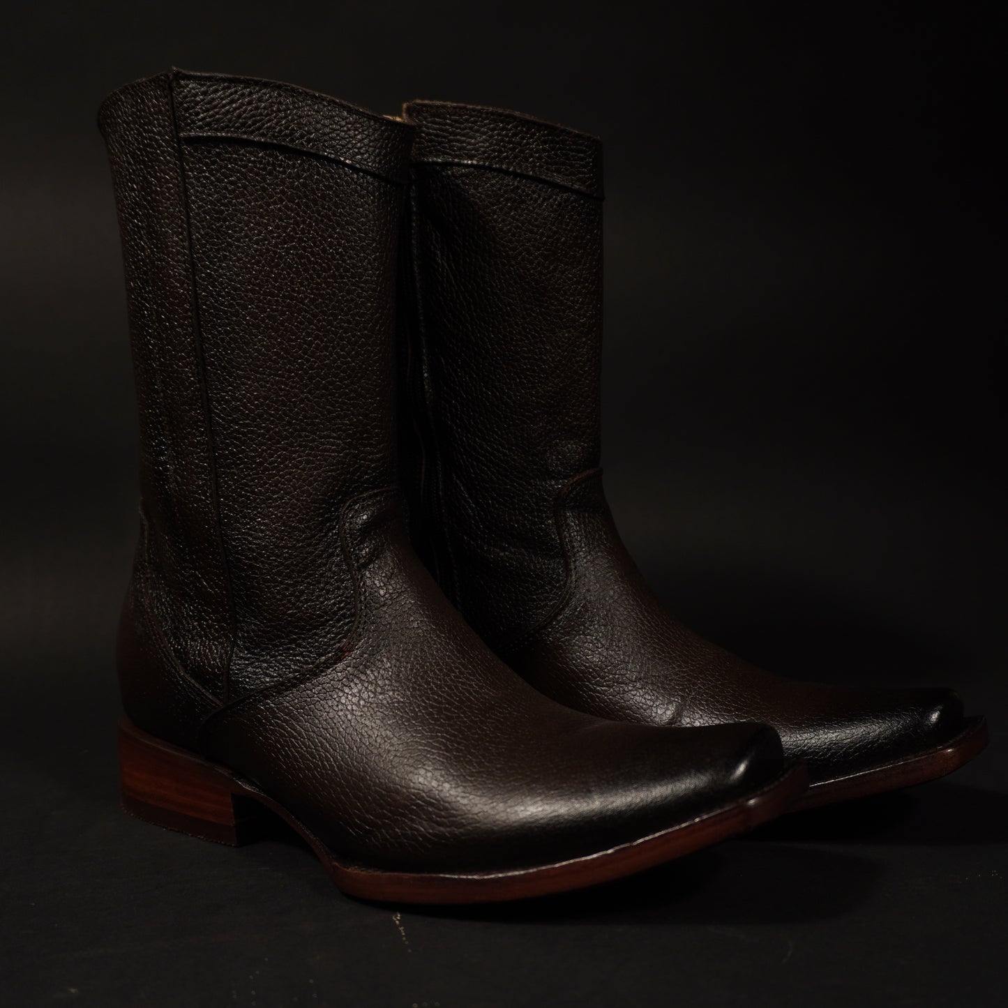 Botines de cierre cafes oscuro, punta dubai