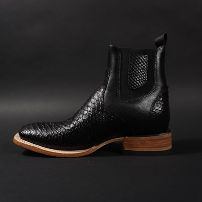 Botines negros con rojo, piton