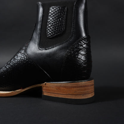 Botines negros con rojo, piton