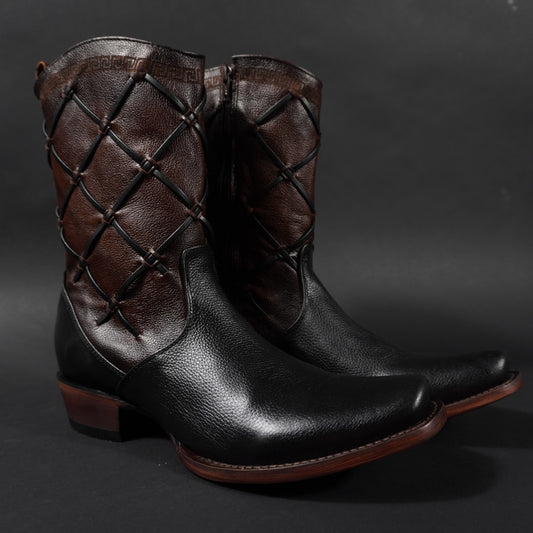 Botines de cierre negros, punta dubai