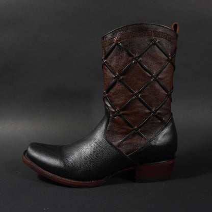 Botines de cierre negros, punta dubai