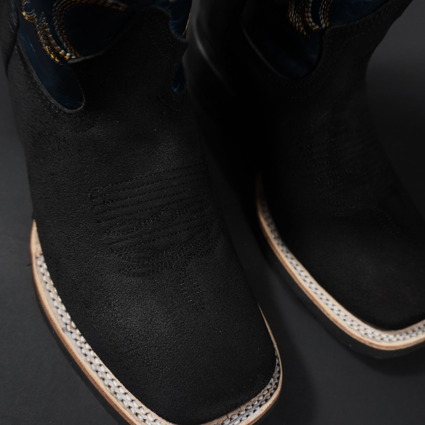 Botas de piel 100% auténtica, negras, suela antiderrapante y punta cuadrada