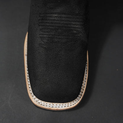 Botas de piel 100% auténtica, negras, suela antiderrapante y punta cuadrada
