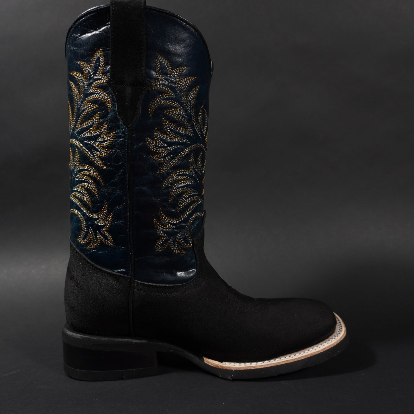 Botas de piel 100% auténtica, negras, suela antiderrapante y punta cuadrada