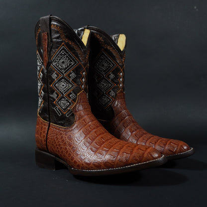 Botas color coñac cocodrilo y punta oval