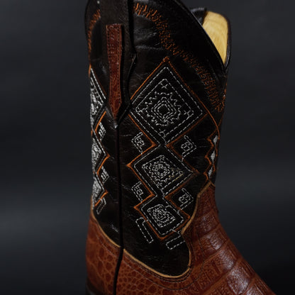 Botas color coñac cocodrilo y punta oval