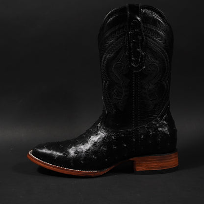 Botas negras avestruz y punta cuadrada
