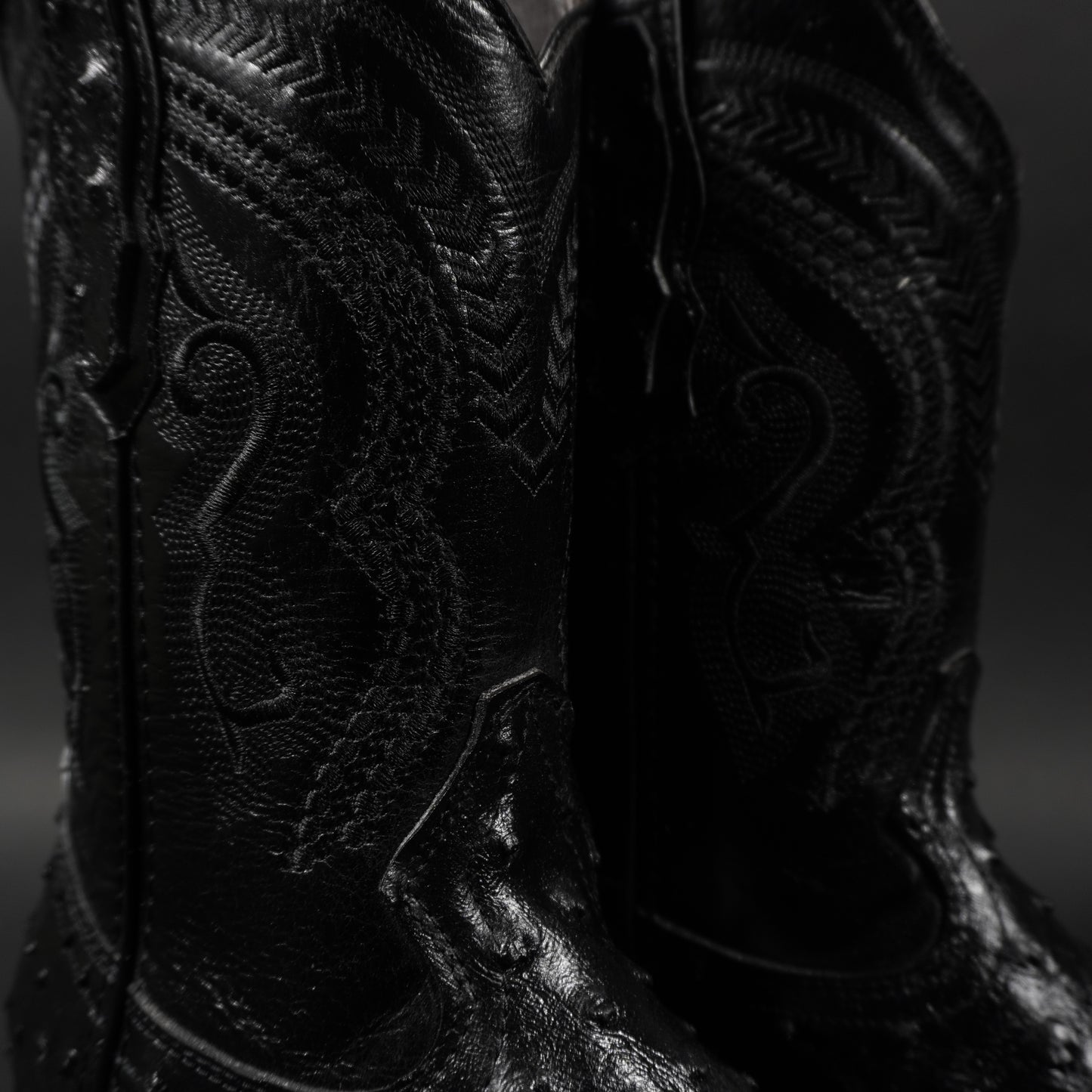 Botas negras avestruz y punta cuadrada