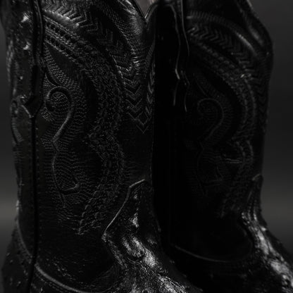 Botas negras avestruz y punta cuadrada