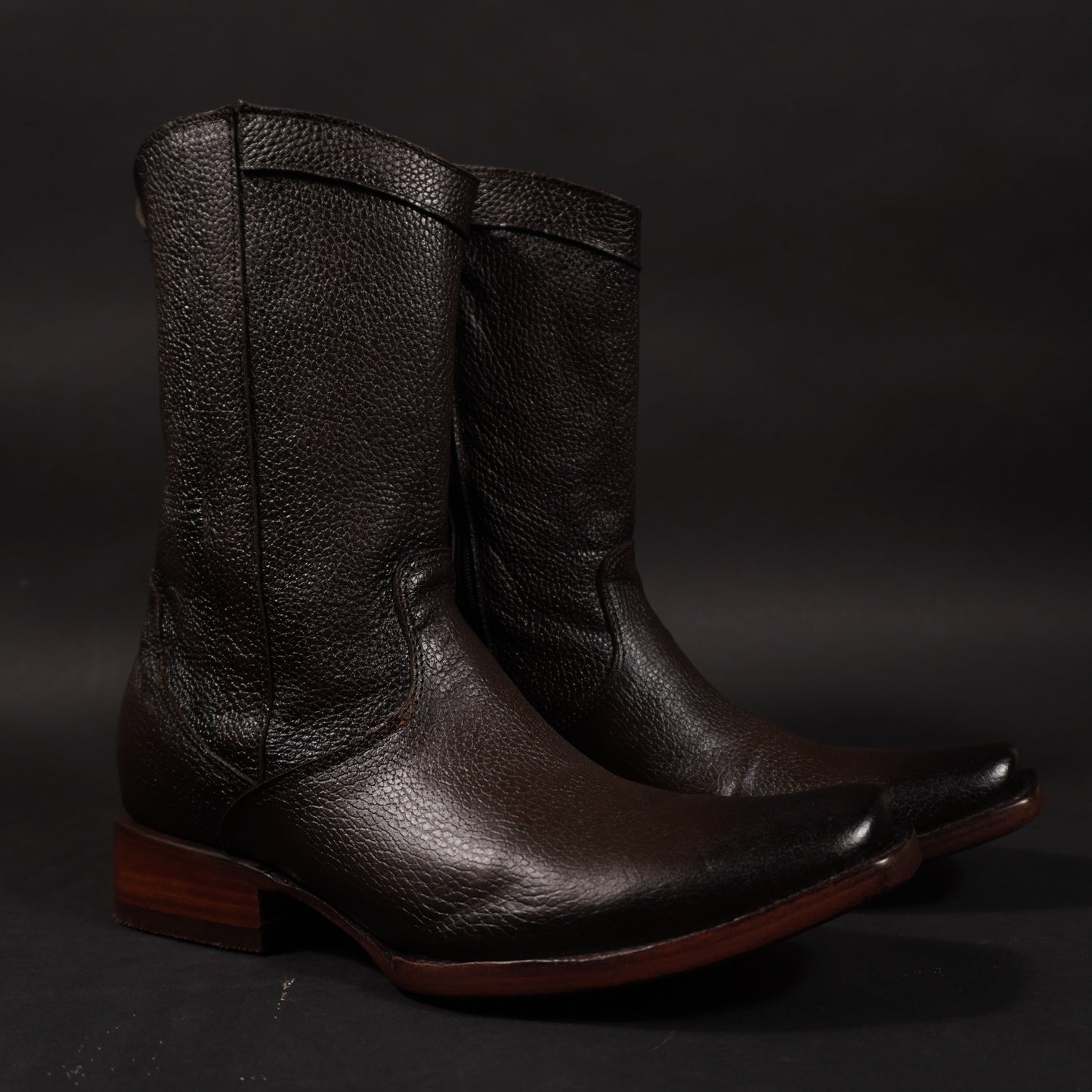 Botines de cierre cafes oscuro, punta dubai