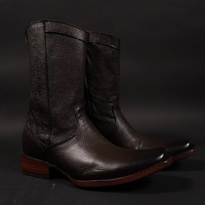 Botines de cierre cafes oscuro, punta dubai