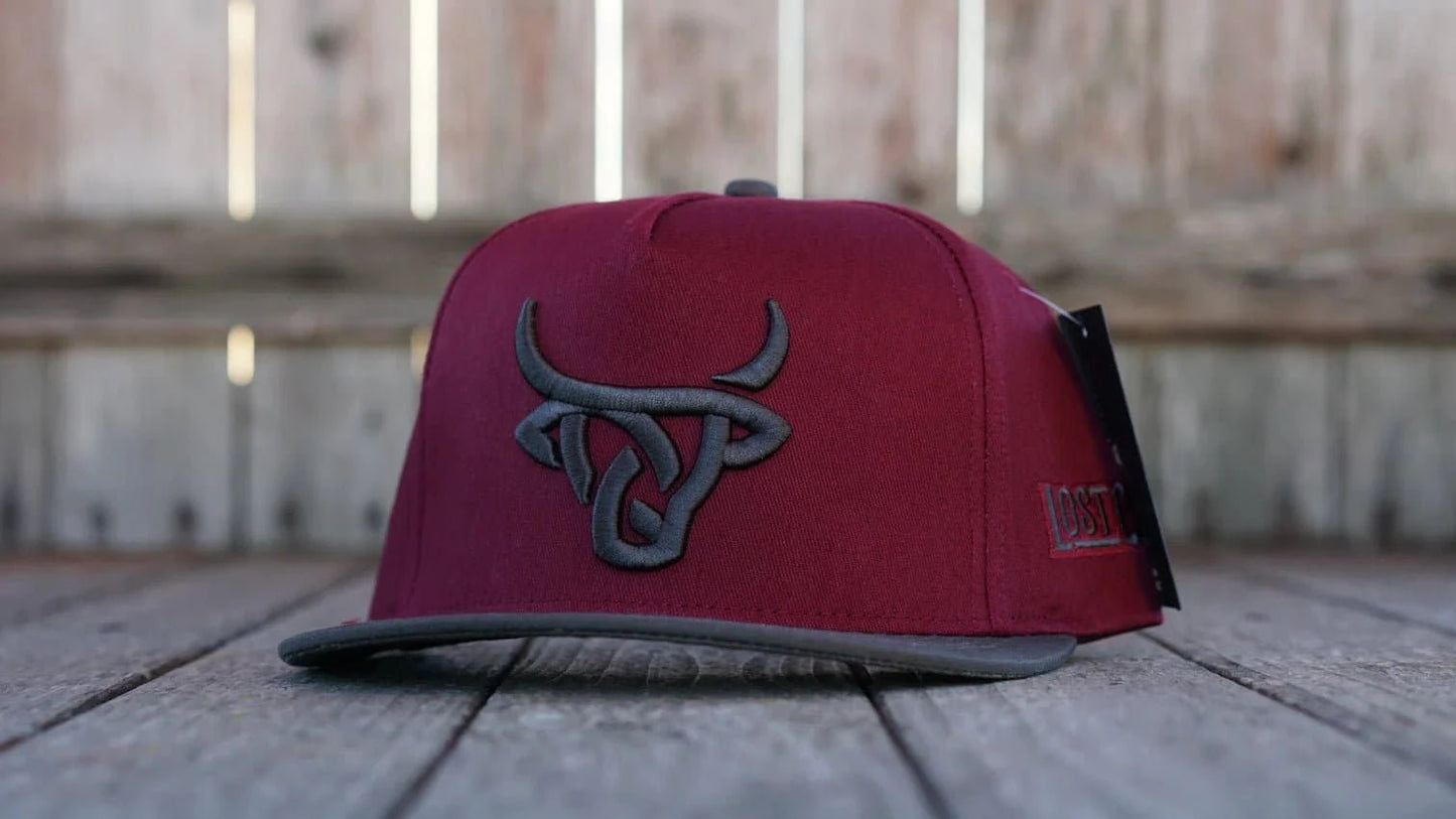 Gorra Lost Calf Original Maroon/Grey Flat - Rancher's Wardrobe